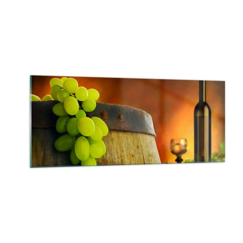 Obraz na skle - Zátiší s lahví vína a hrozny - 100x40 cm