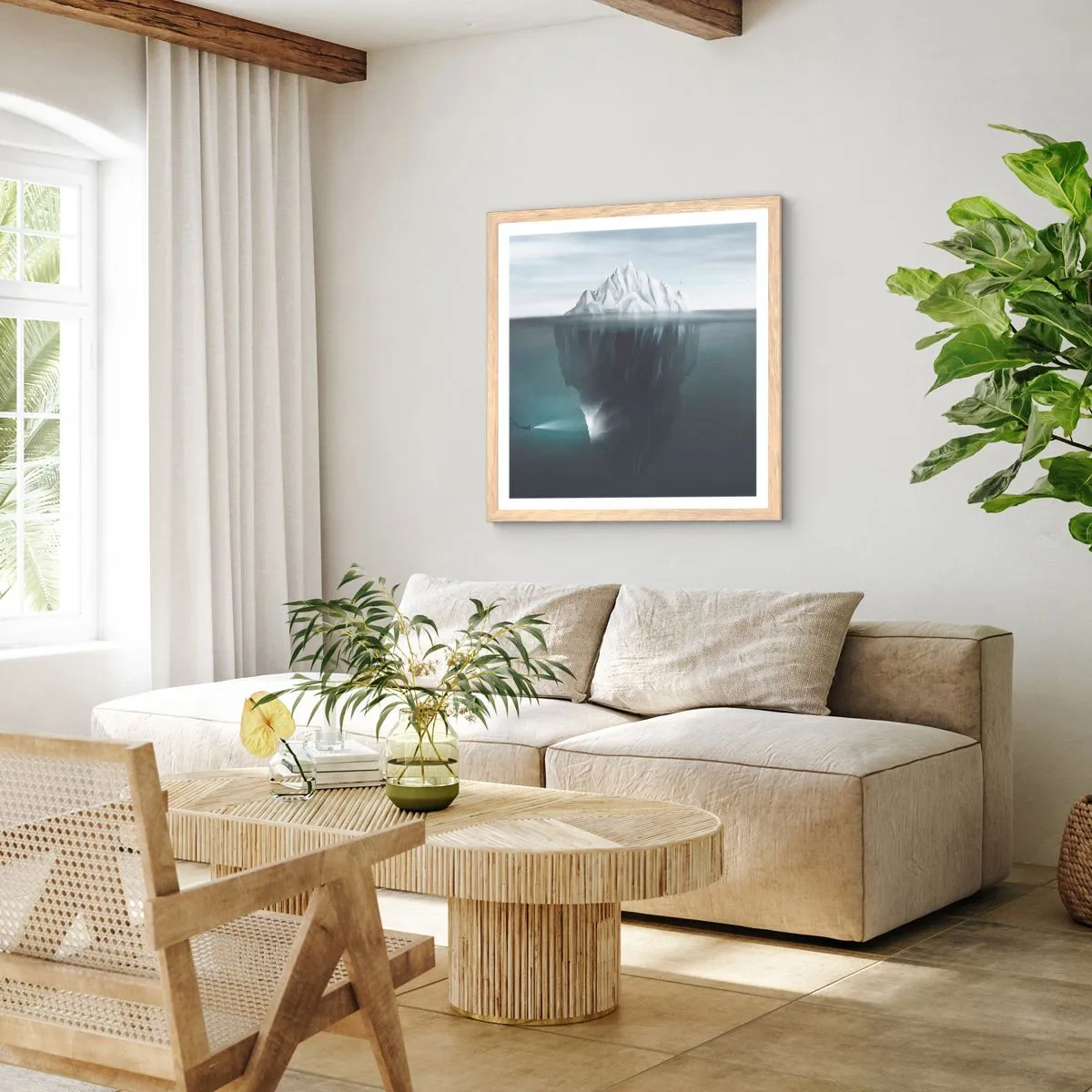 Plakát v rámu světlý dub - Podvodní tajemství - 40x40 cm