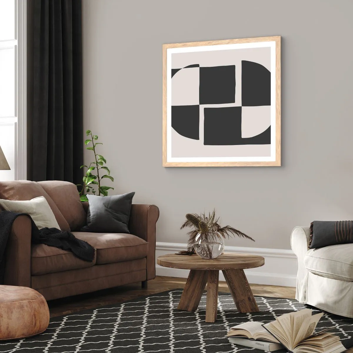 Plakát v rámu světlý dub - Antitéza – syntéza - 60x60 cm