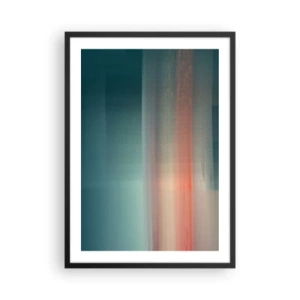 Plakát v černém rámu - Abstraktní hra světla v odstínech tyrkysové a červené. - 50x70cm - Abstrakce: vlny světla - Moderní nástěnná dekorace do obývacího pokoje a ložnice ARTTOR
