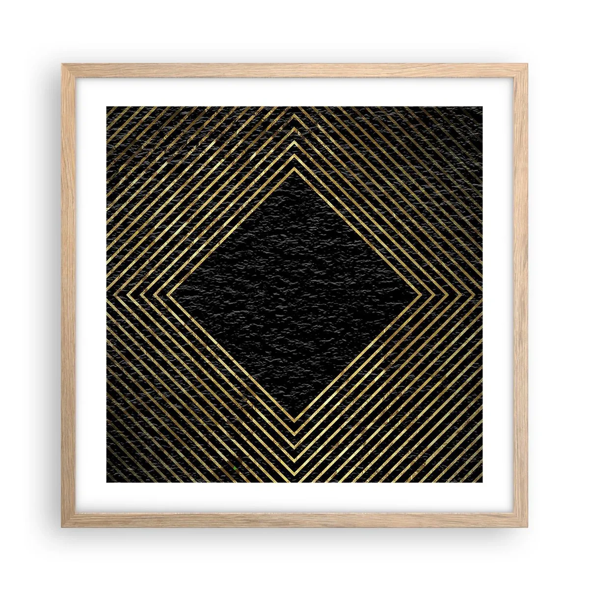 Plakát v rámu světlý dub - Geometrie ve stylu glamour - 50x50 cm