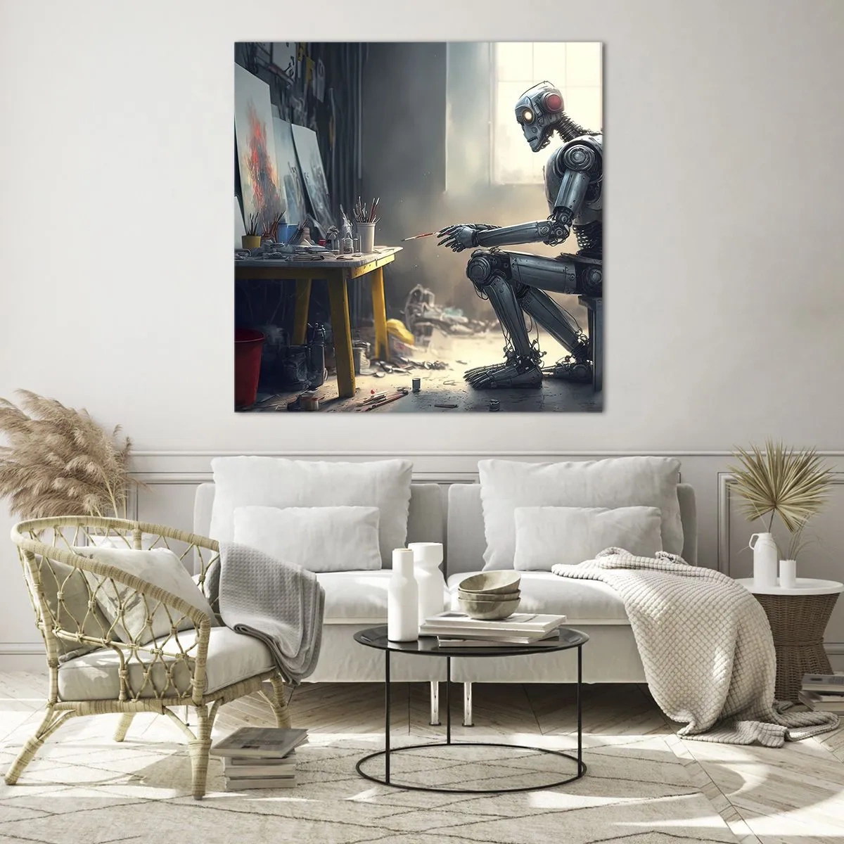 Obraz na skle - Akt stvoření - 70x70 cm