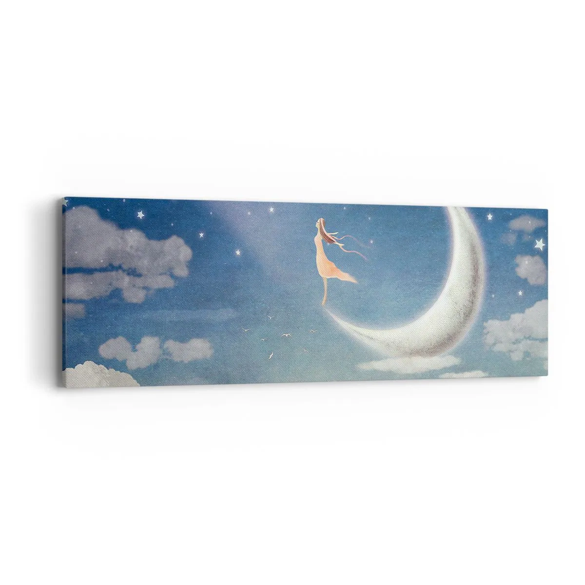 Obraz na plátně - Modrá koketa - 90x30 cm