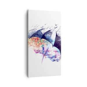 Obraz na plátně - Procházka v dešti - 55x100 cm