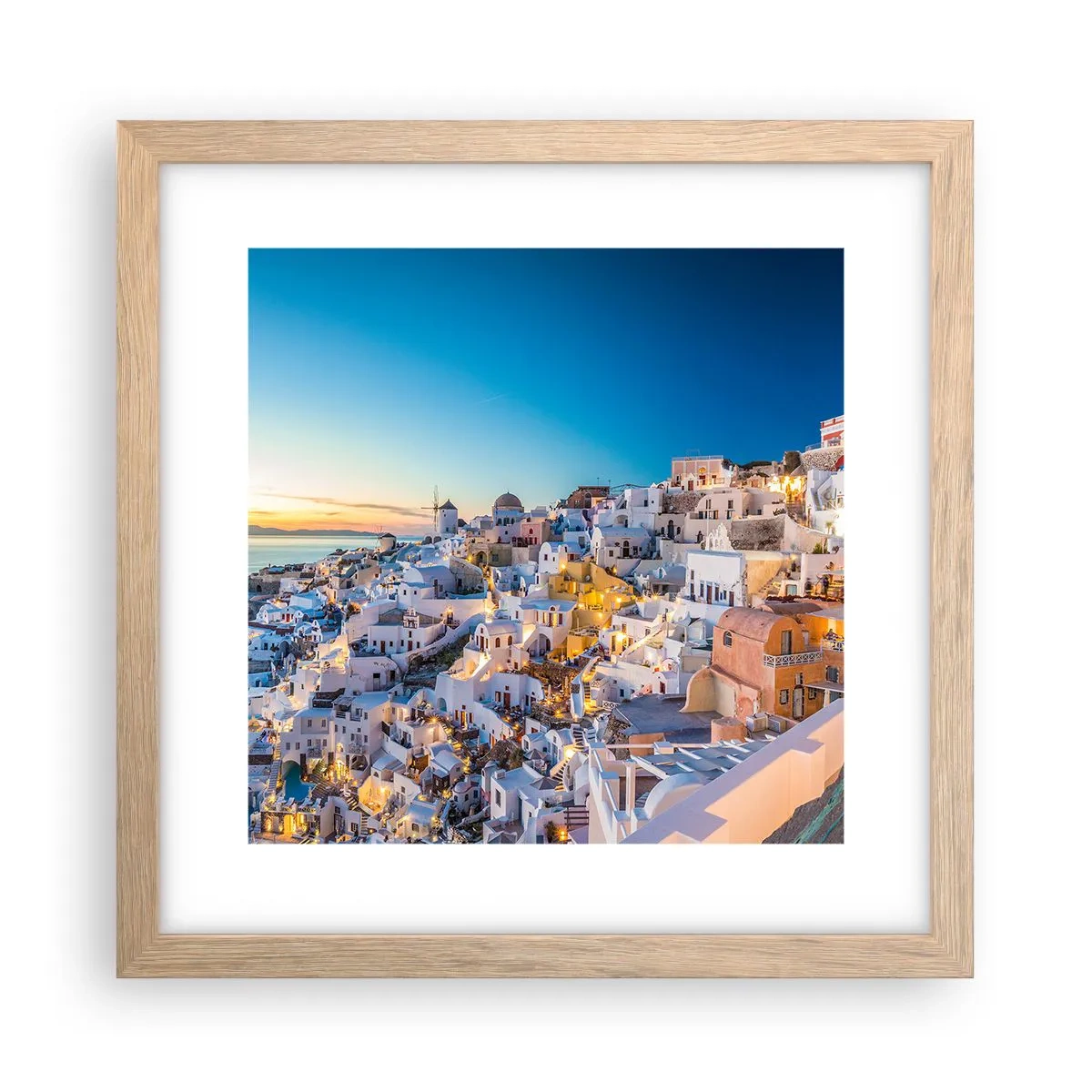 Plakát v rámu světlý dub - Esence Řecka - 30x30 cm