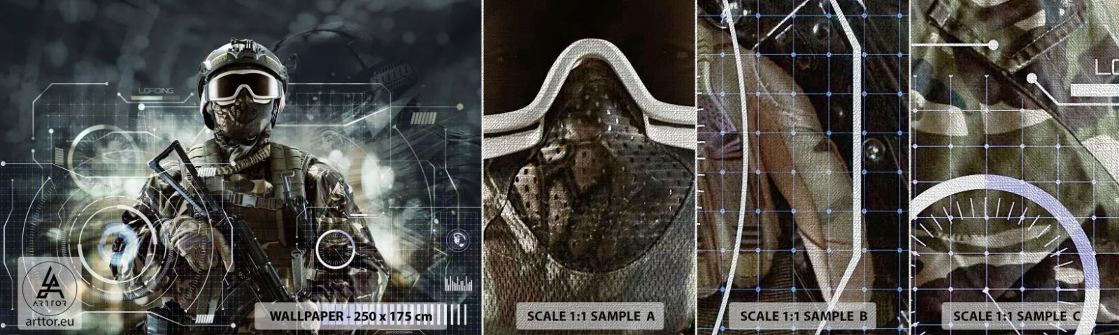 Vzor Fototapety Premium Canvas - Ještě větší síla - Abstrakce, Voják, Komando - 100x30 cm