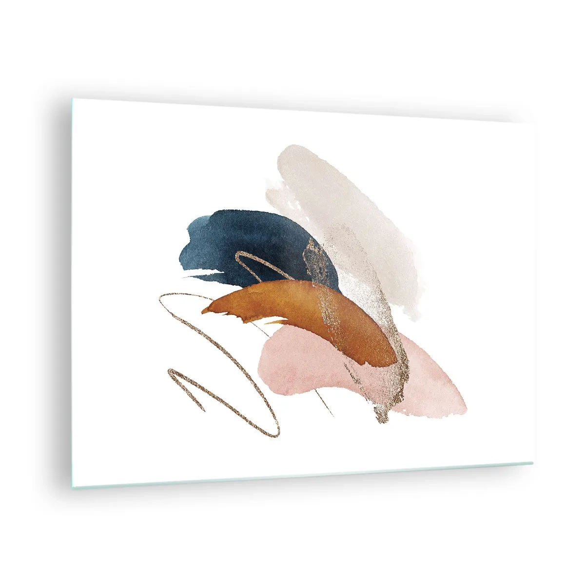 Obraz na skle - Abstraktní tahy štětcem v tlumených barvách - 70x50cm - Okřídlená kompozice - Moderní nástěnná dekorace do obývacího pokoje a ložnice ARTTOR