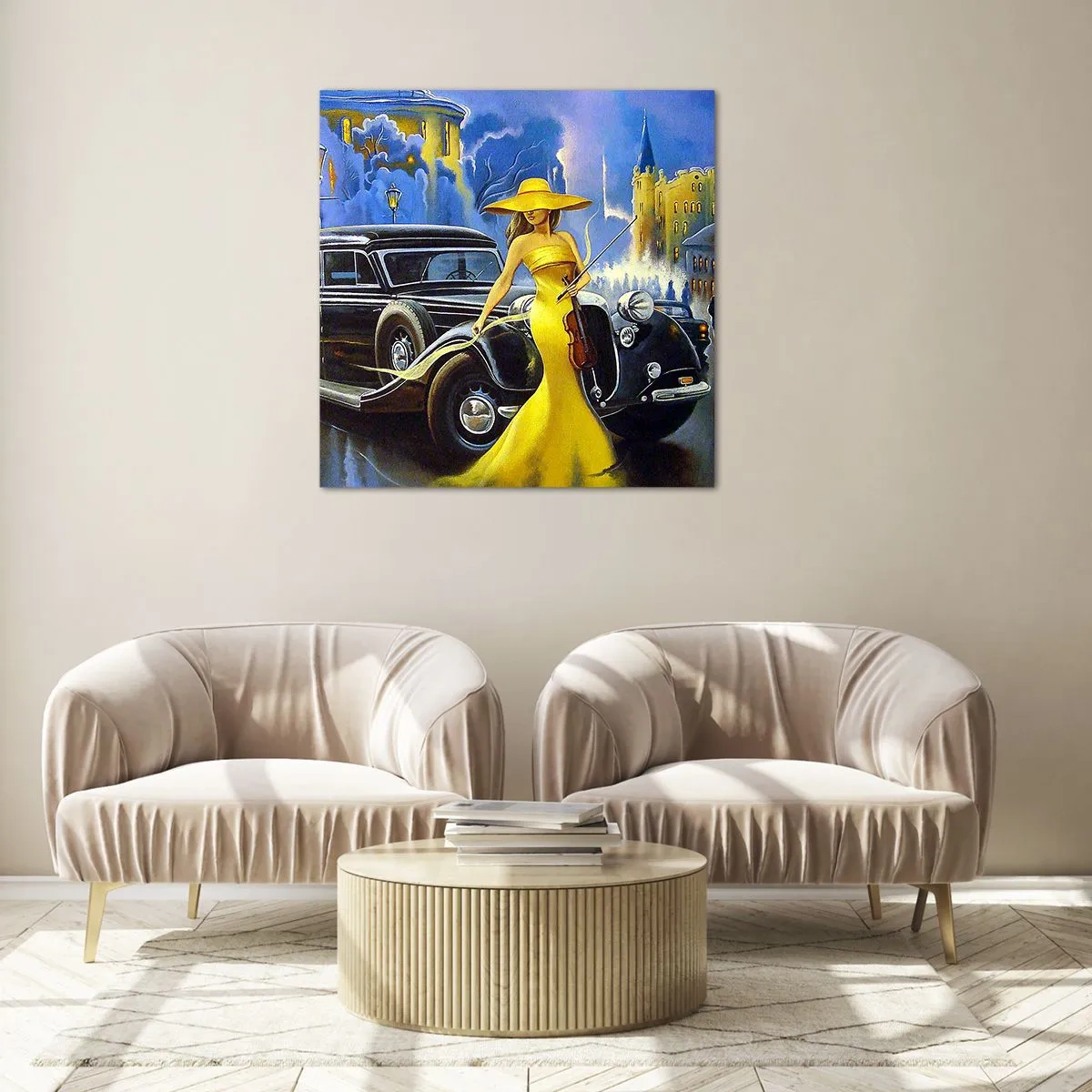 Obraz na skle - Nokturno pro housle a lásku - 60x60 cm