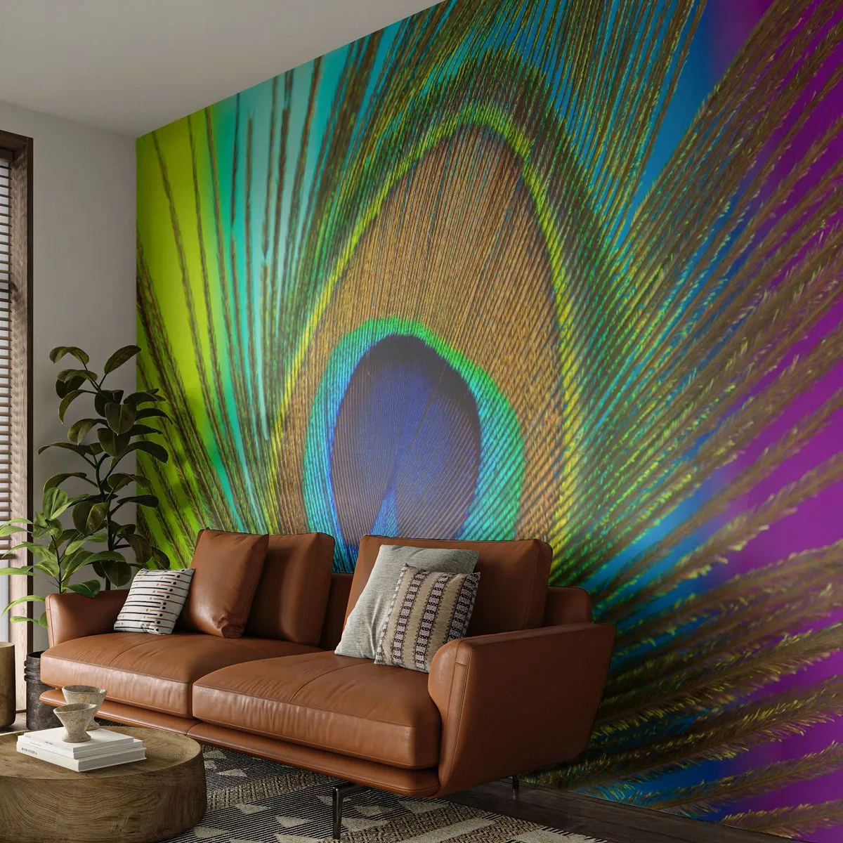 Fototapeta Premium Canvas - Tváří v tvář - Abstrakce, Paví peří, Kus - 250x175 cm