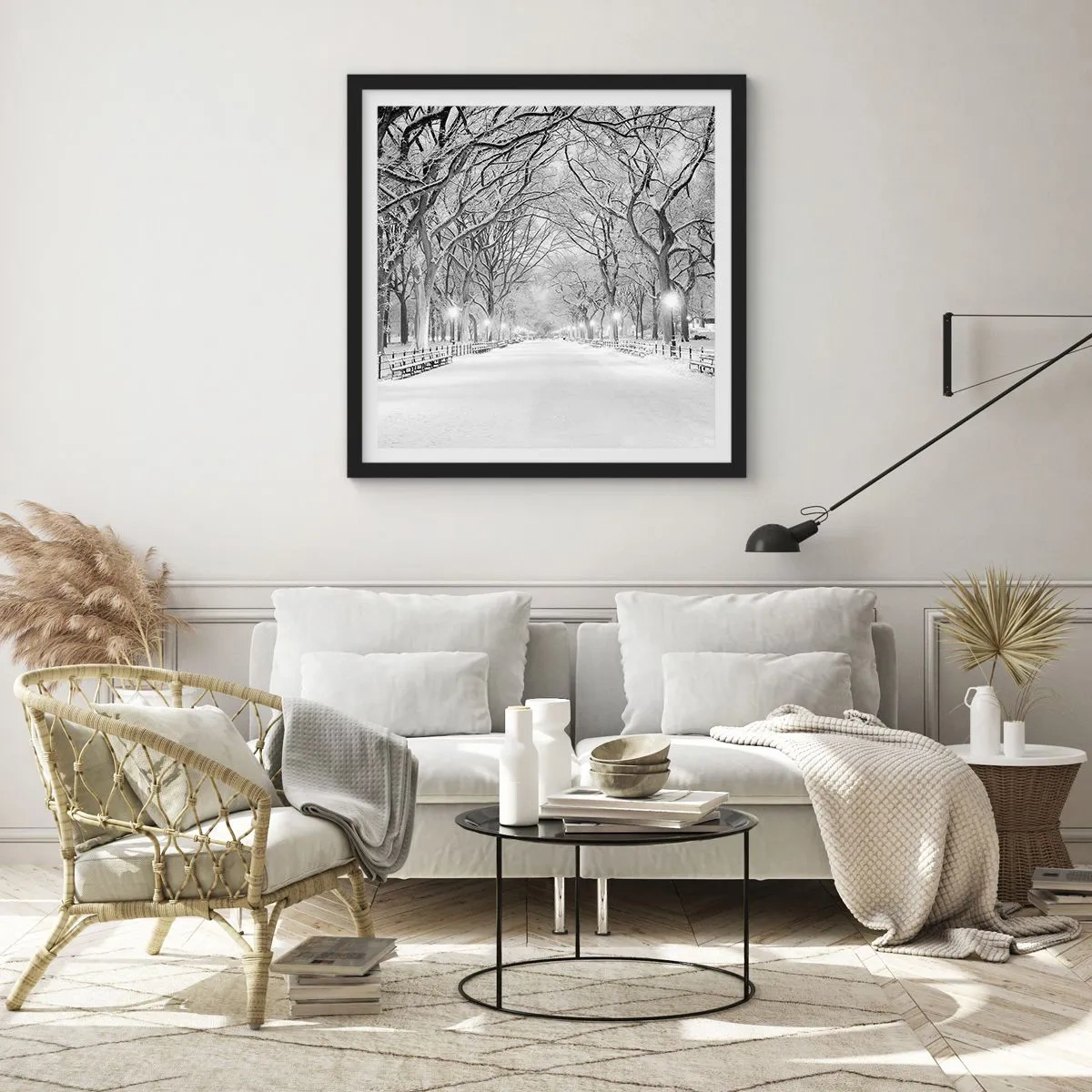 Plakát v černém rámu - Čtyři roční období – zima - 30x30 cm