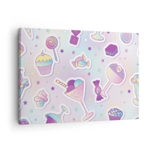 Obraz na plátně - Pastelové vzory se sladkostmi a dezerty - 70x50cm - Aby byly každý den narozeniny - Moderní nástěnná dekorace do obývacího pokoje a ložnice ARTTOR