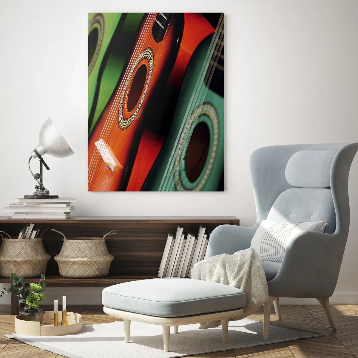 Obraz na skle - Kytara má hodně barev - 50x70 cm