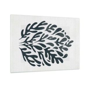 Obraz na skle - Černá organická forma na bílém pozadí - 70x50cm - Tvary přírody - Moderní nástěnná dekorace do obývacího pokoje a ložnice ARTTOR
