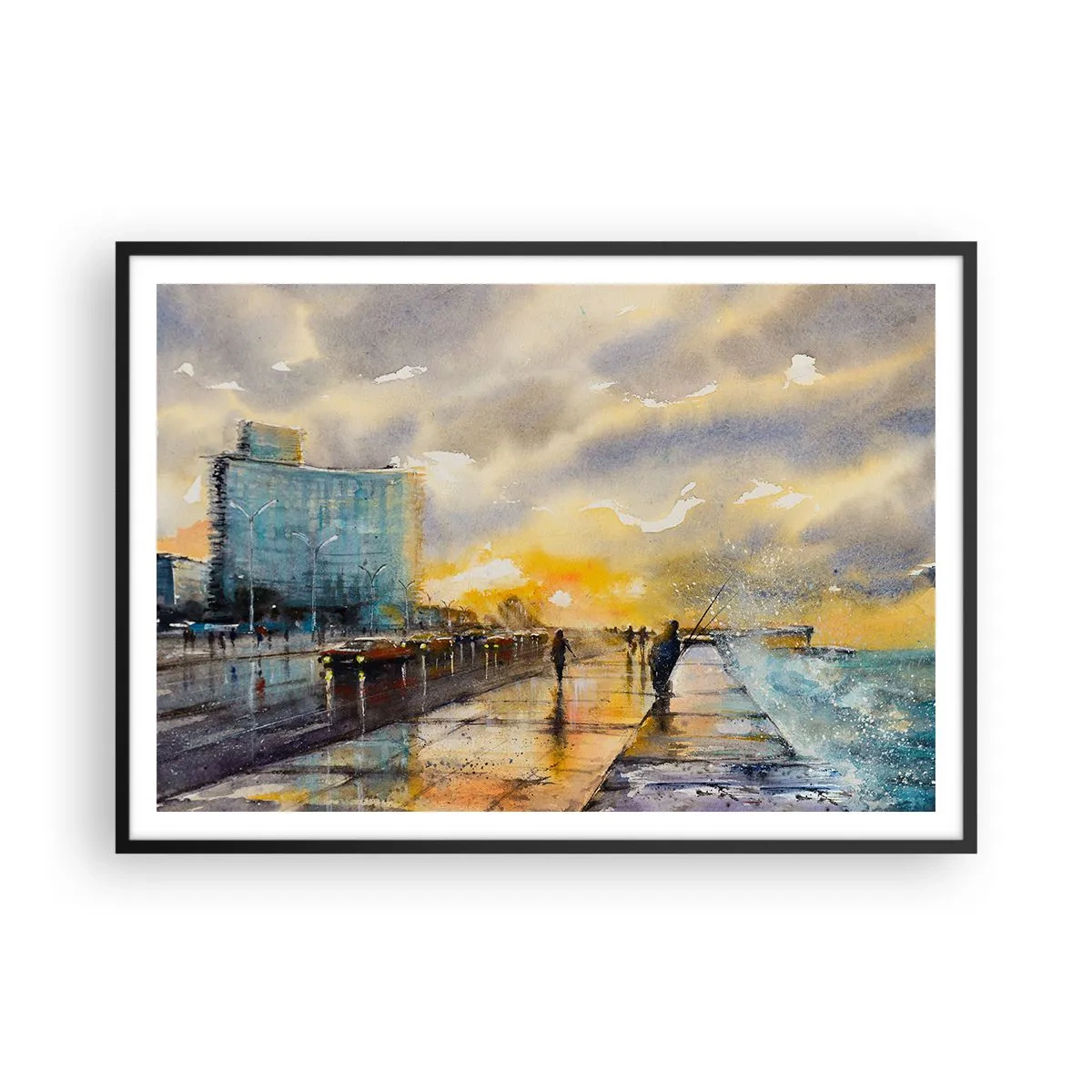 Plakát v černém rámu - Život na pobřeží - 100x70 cm
