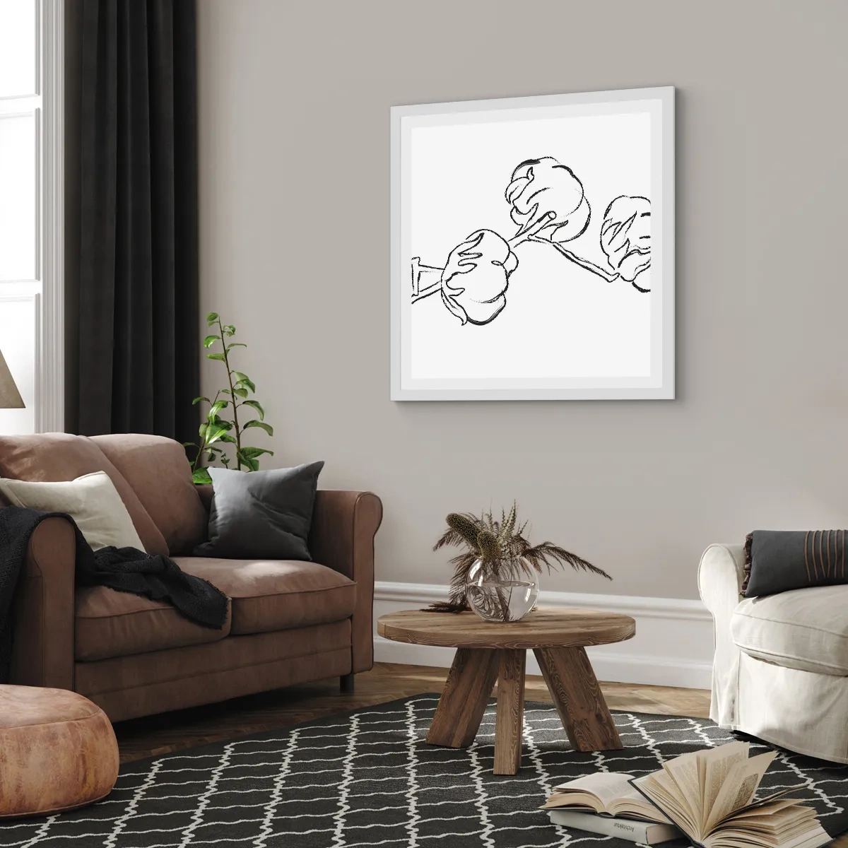 Plakát v bílém rámu - Bavlněné chmýří - 60x60 cm