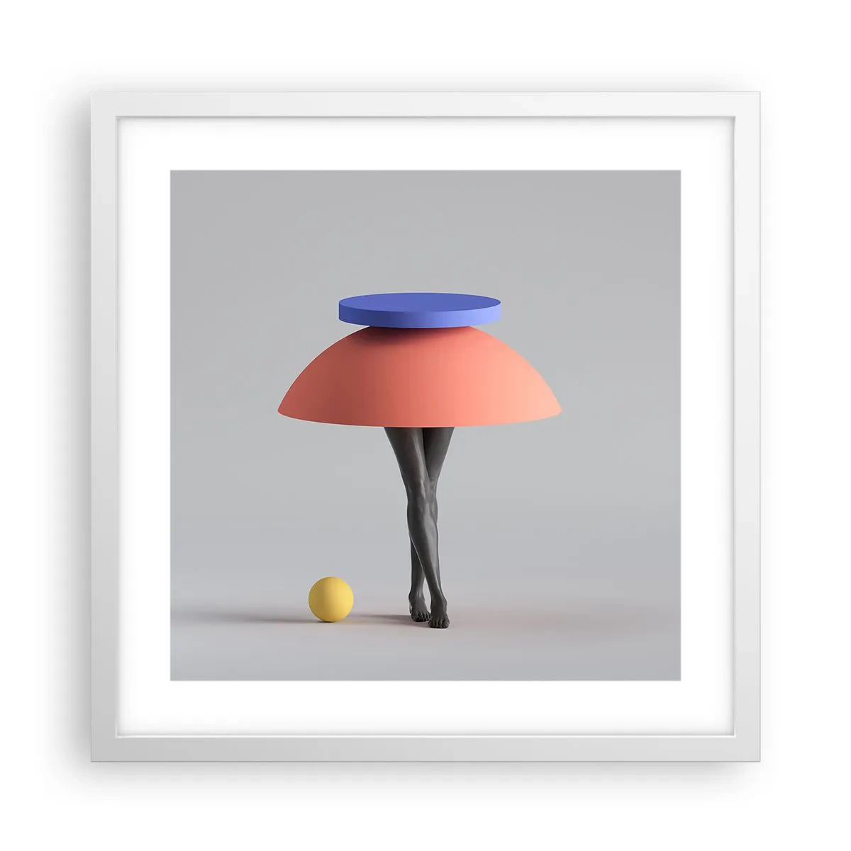 Plakát v bílém rámu - Surrealistická kompozice - 40x40 cm