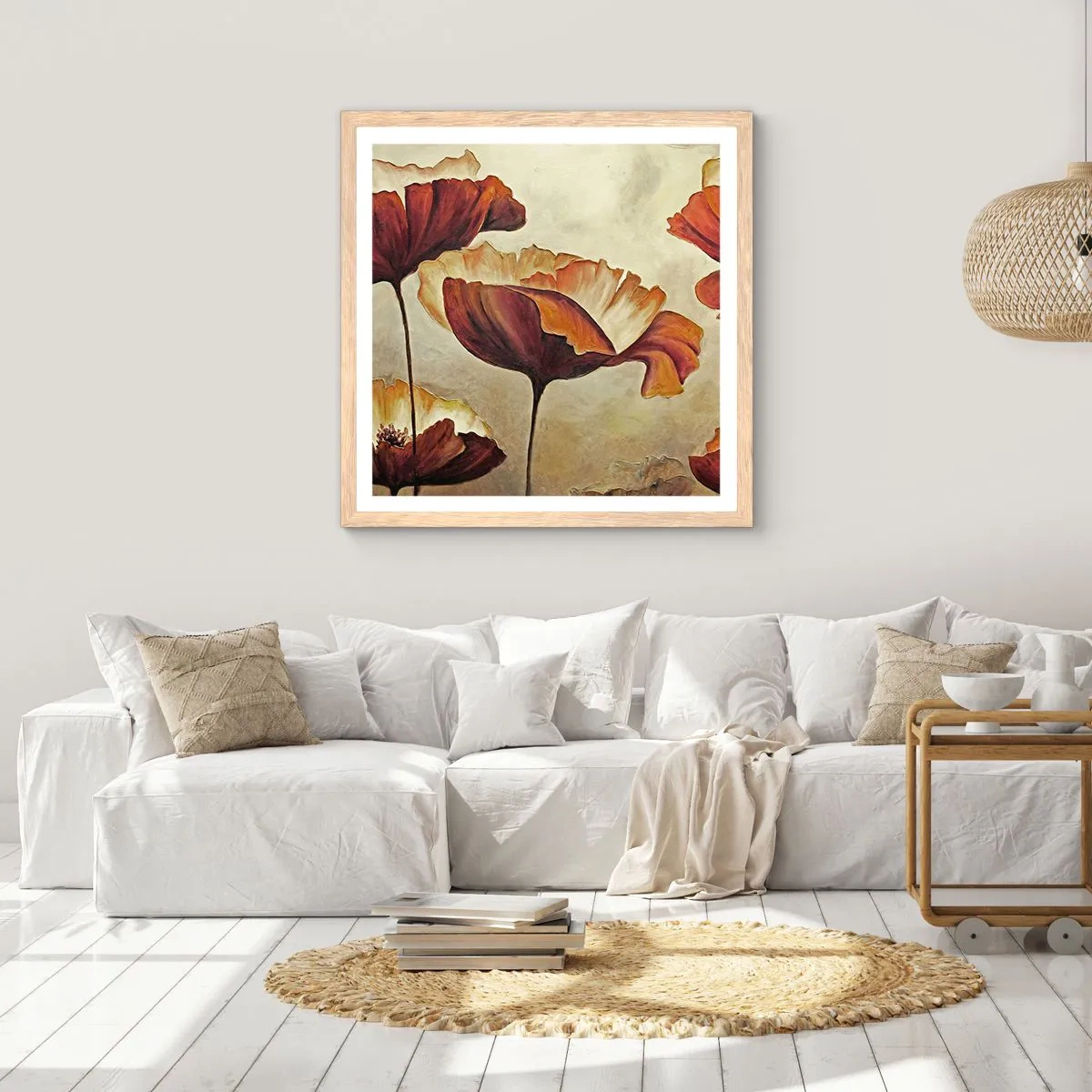 Plakát v rámu světlý dub - Lán louky - 30x30 cm