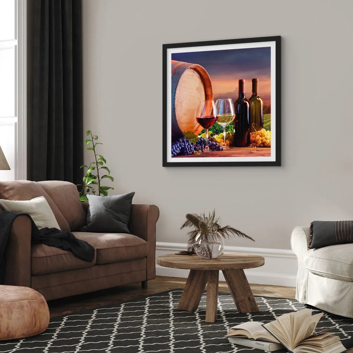 Plakát v černém rámu - Tady má život chuť - 40x40 cm