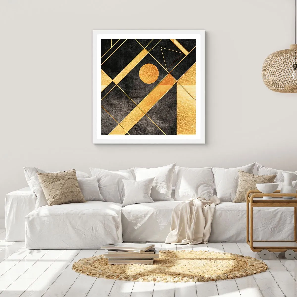 Plakát v bílém rámu - Slunce pouště - 60x60 cm