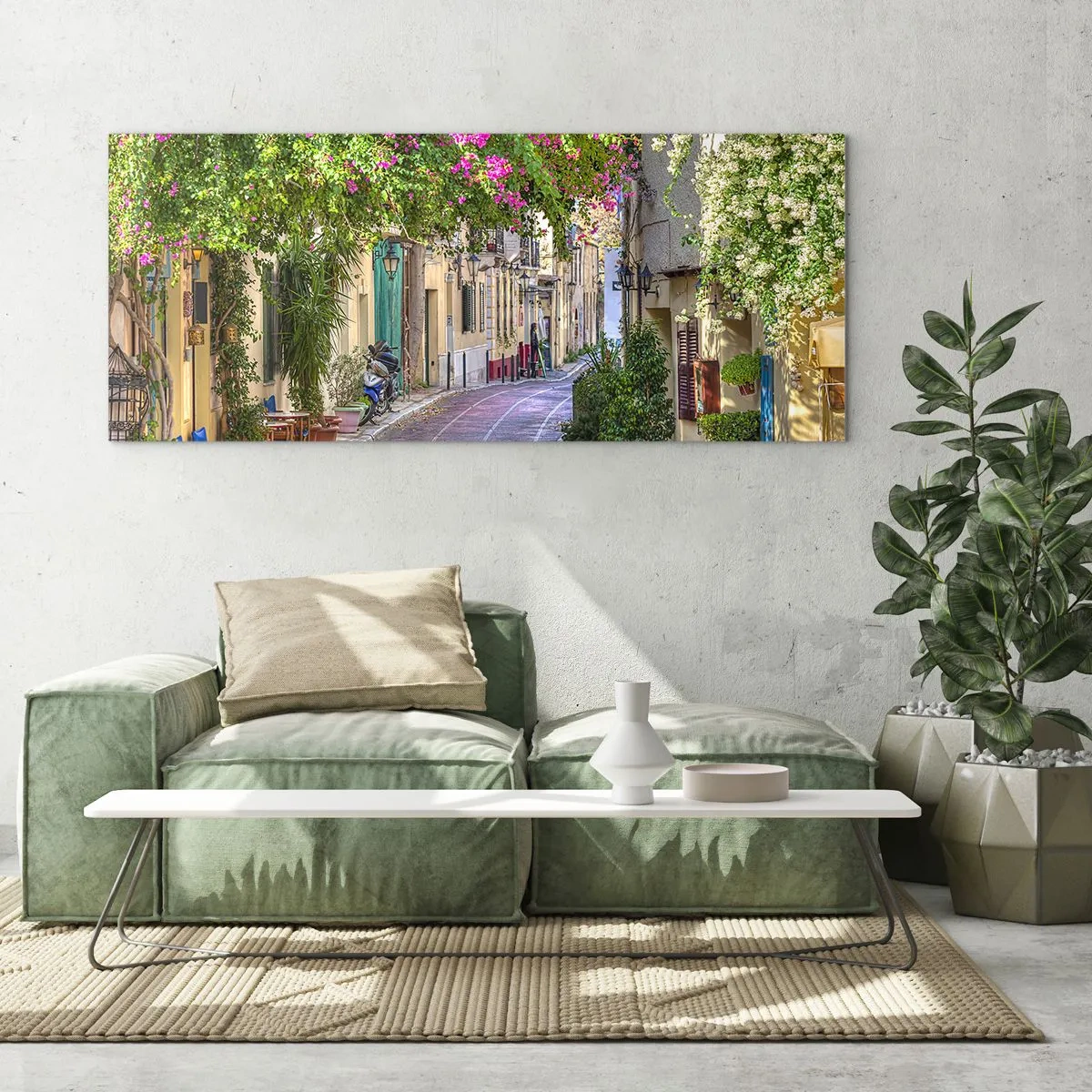 Obraz na skle - Kvetoucí zákoutí - 100x40 cm