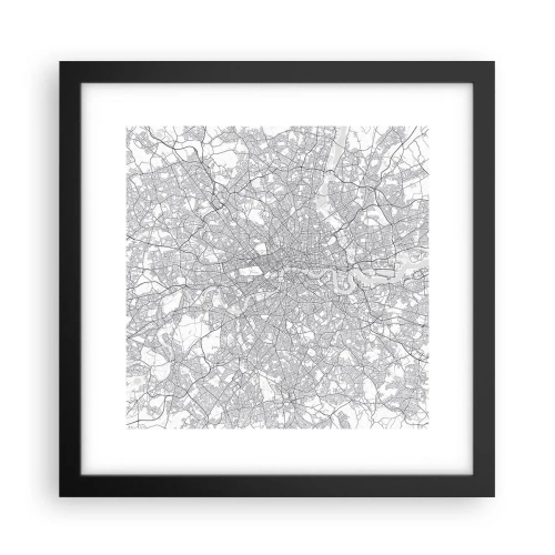 Plakát v černém rámu - Mapa londýnského labyrintu - 30x30 cm