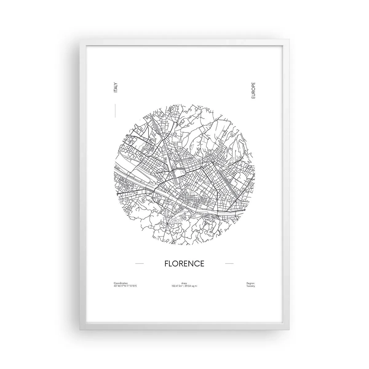 Plakát v bílém rámu - Anatomie Florencie - 50x70 cm