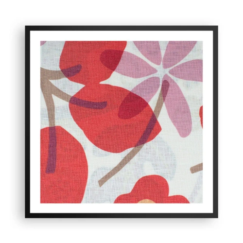 Plakát v černém rámu - Květinová kompozice v růžové - 60x60 cm