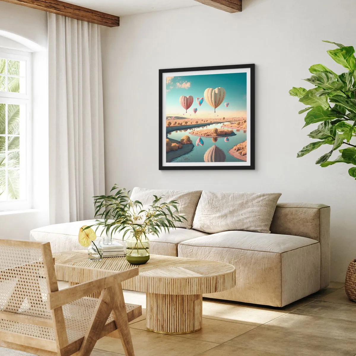 Plakát v černém rámu - Láska tě nechá vzlétnout - 60x60 cm