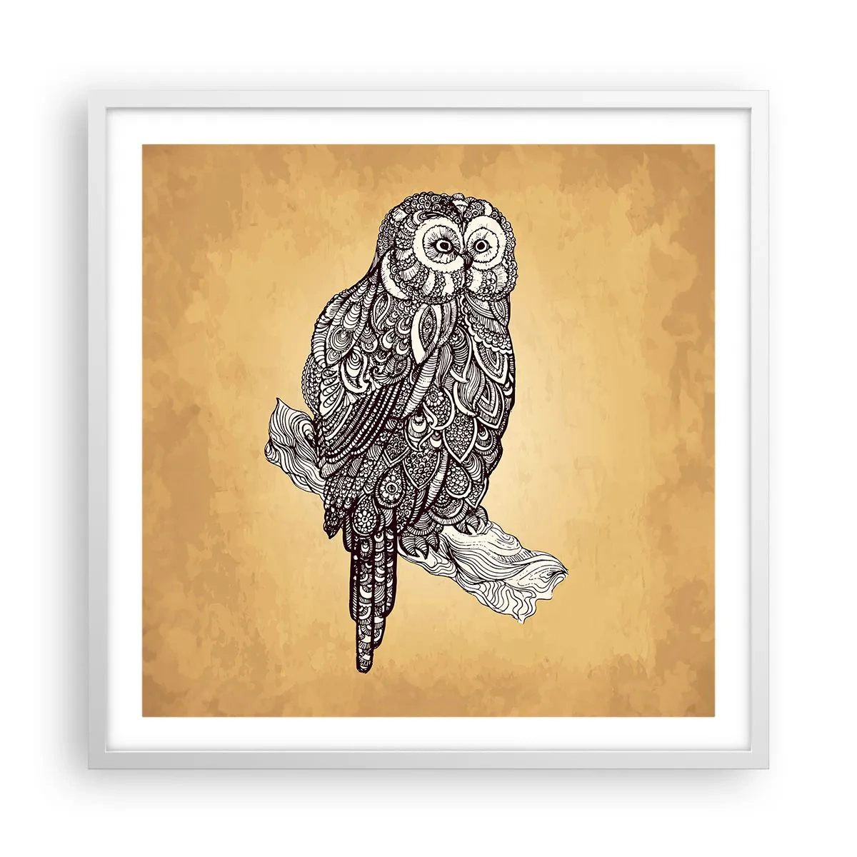 Plakát v bílém rámu - Mistrovské ornamenty moudrosti - 60x60 cm