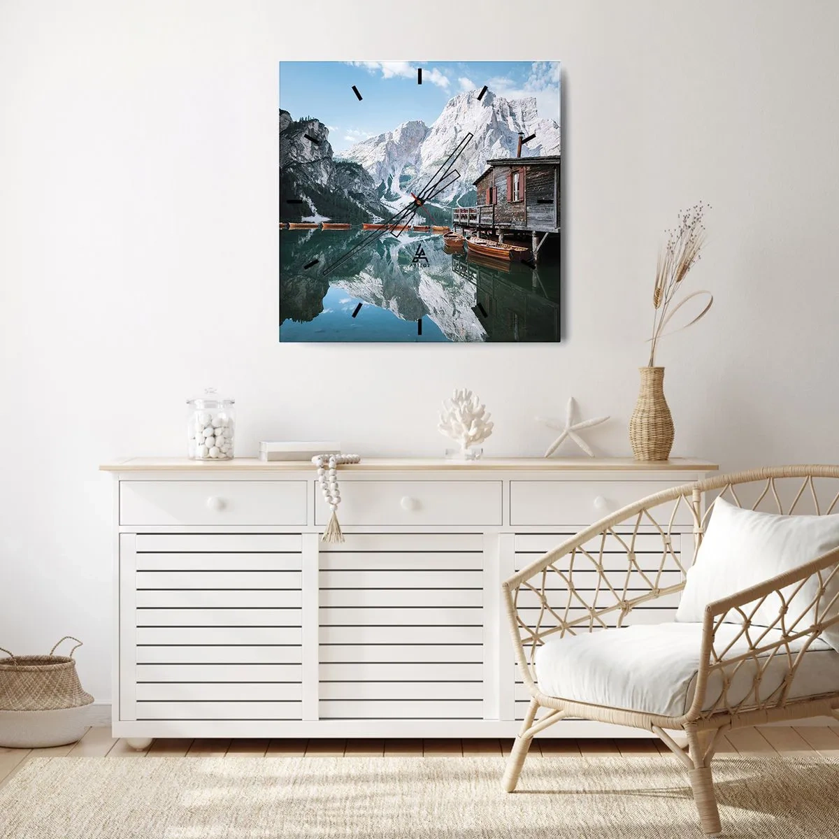 Nástěnné hodiny - Krystalické, horské ráno - 40x40 cm