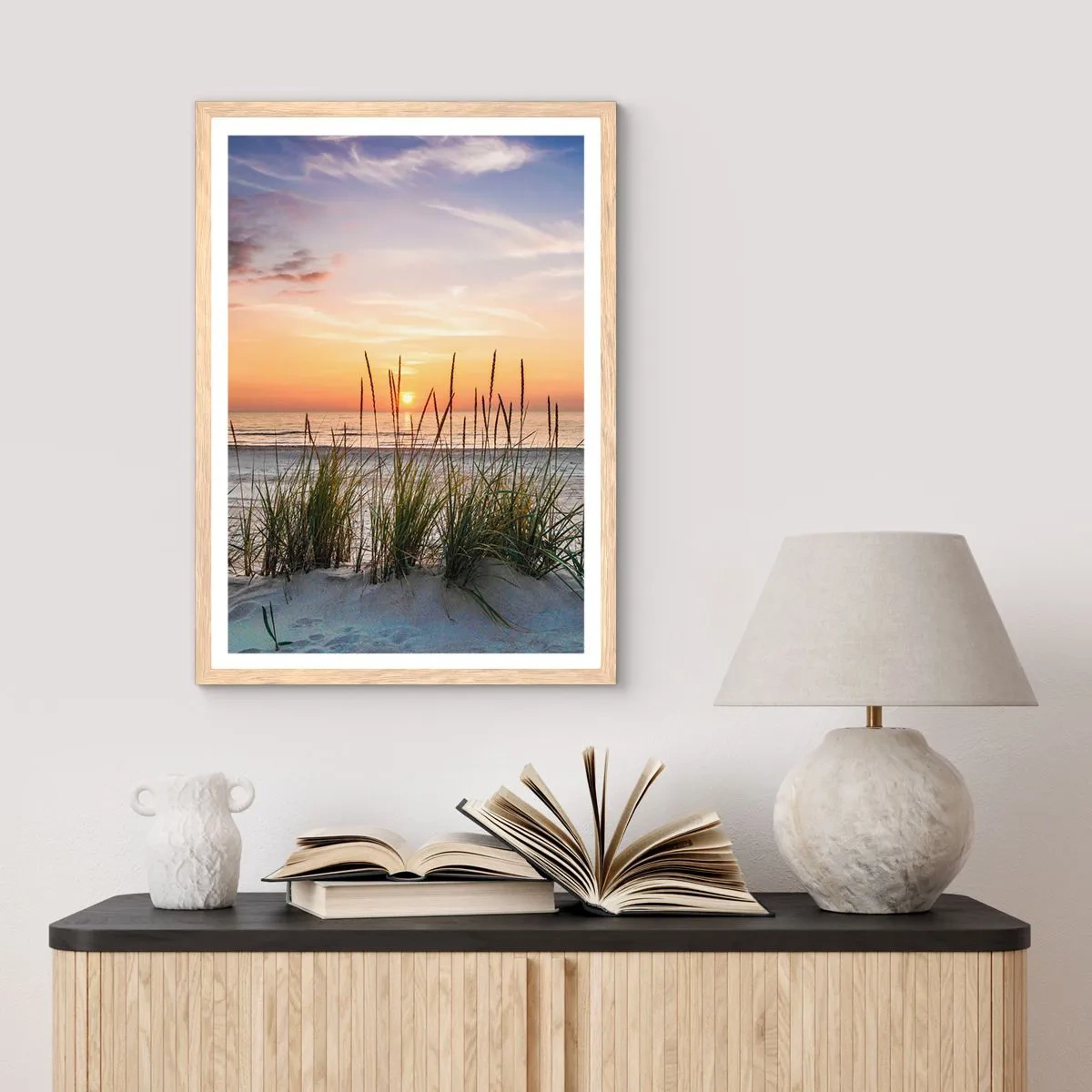 Plakát v rámu světlý dub - Podívej se, představ si a pociť - 70x100 cm