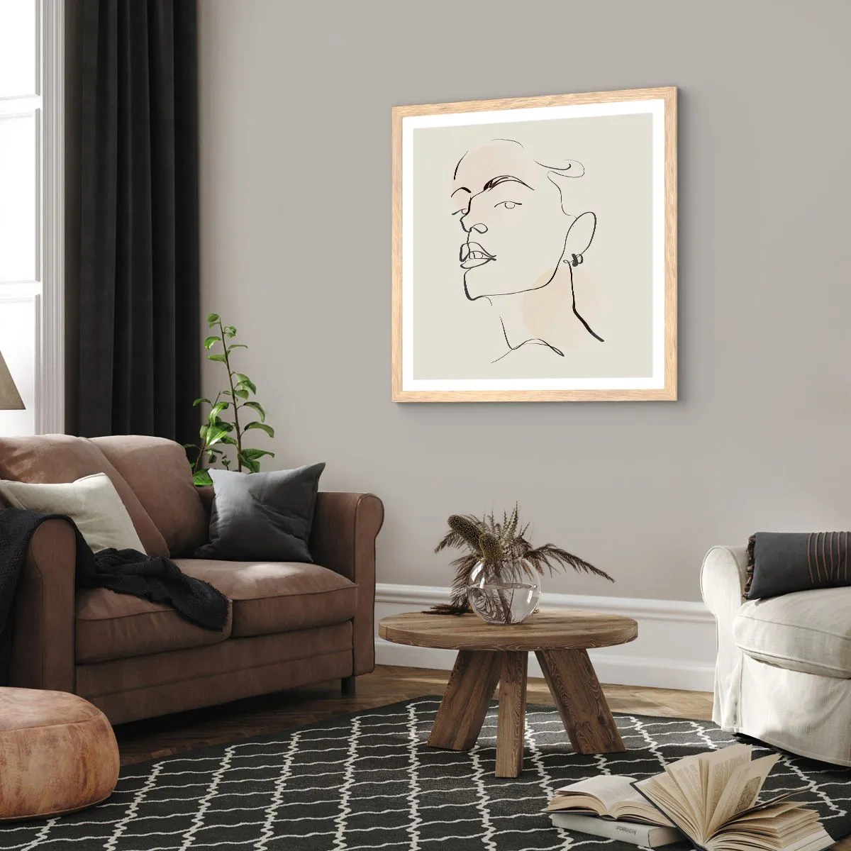 Plakát v rámu světlý dub - Hrdý pohled - 40x40 cm