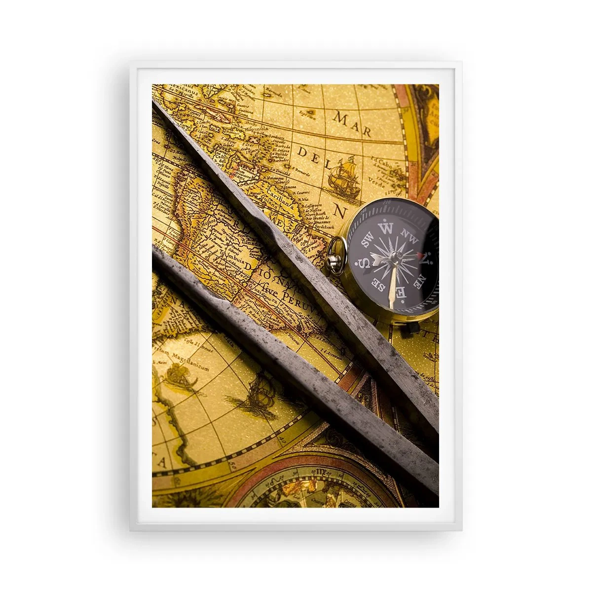 Plakát v bílém rámu - Kde jsou ty poklady? - 70x100 cm