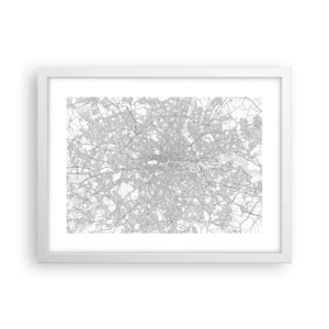 Plakát v bílém rámu - Mapa londýnského labyrintu - 40x30 cm