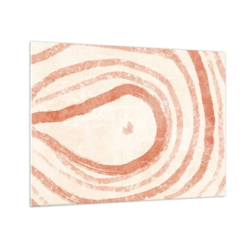 Obraz na skle - Abstraktní korálové linie ve tvaru soustředných kruhů - 70x50cm - Korálové kruhy – kompozice - Moderní nástěnná dekorace do obývacího pokoje a ložnice ARTTOR