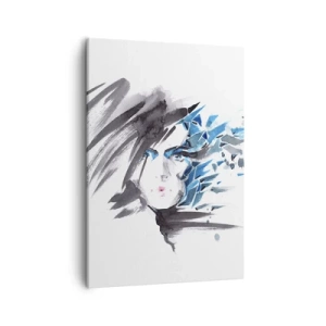 Obraz na plátně - Smyslný portrét v šedé a modré - 50x70 cm