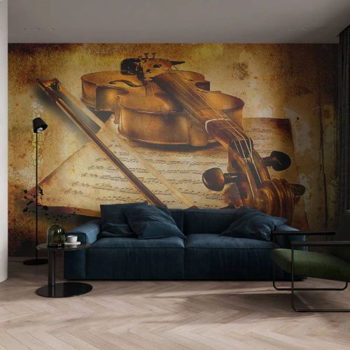 Fototapeta Samolepicí Deluxe Sticker - Okamžitě potřebný virtuóz - Housle, Hudba, Hudební poznámky - 100x70 cm