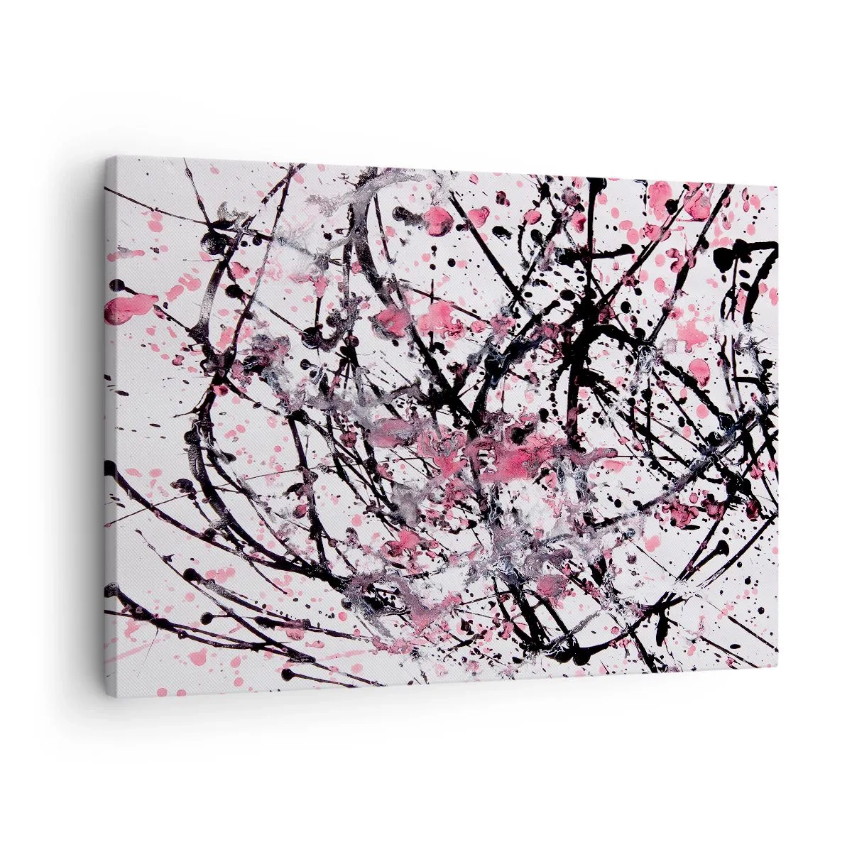 Obraz na plátně - Abstraktní vzor v odstínech růžové, černé a bílé - 70x50cm - Pomíjivá povaha života - Moderní nástěnná dekorace do obývacího pokoje a ložnice ARTTOR