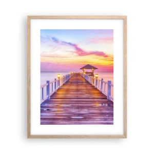 Plakát v rámu světlý dub - Liliově-zlaté ticho večera - 40x50 cm