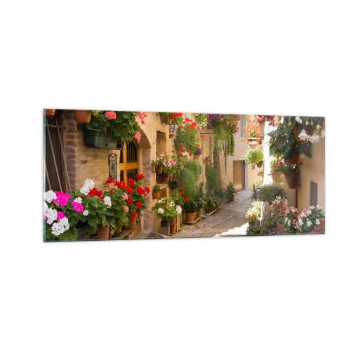 Obraz na skle - V záplavě květin - 100x40 cm
