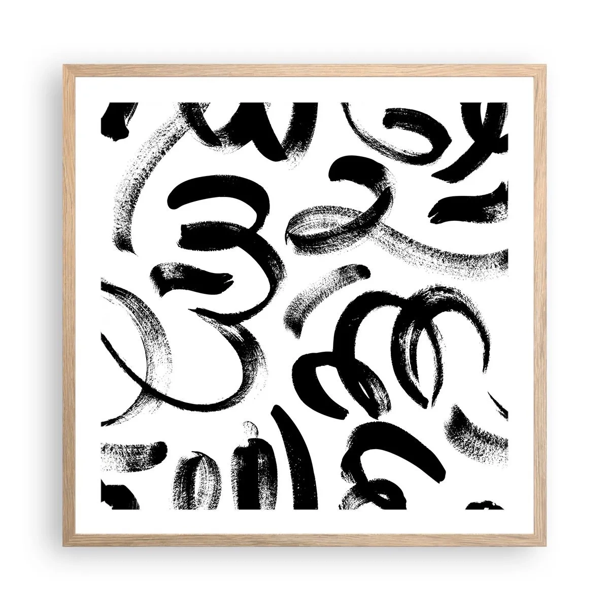 Plakát v rámu světlý dub - Černé na bílém - 60x60 cm