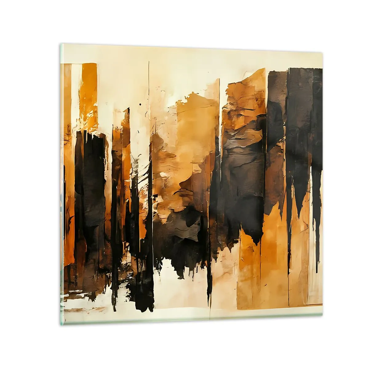 Obraz na skle - Harmonie černé a zlaté - 40x40 cm