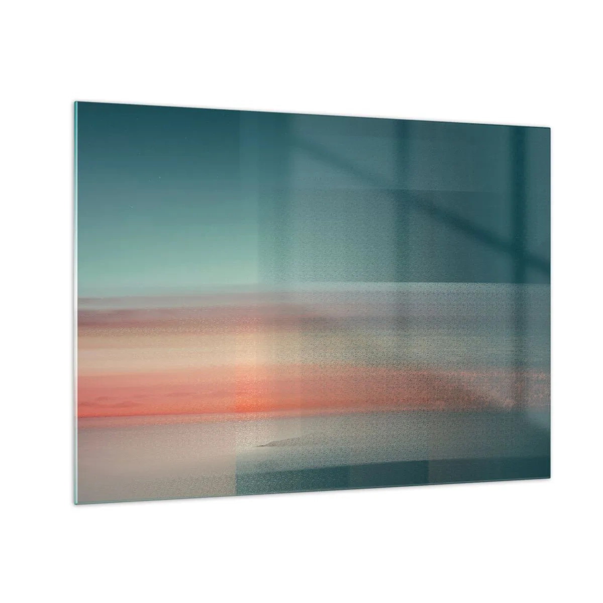 Obraz na skle - Pastelová abstrakce připomínající světelné vlny při západu slunce. - 70x50cm - Abstrakce: vlny světla - Moderní nástěnná dekorace do obývacího pokoje a ložnice ARTTOR