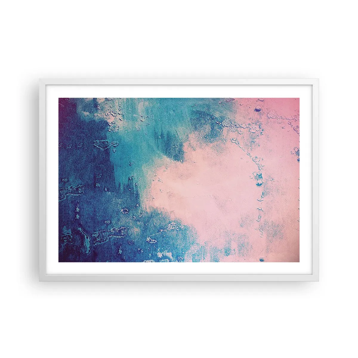 Plakát v bílém rámu - Modrá objetí - 70x50 cm