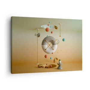 Obraz na plátně - Geometrické obrazce v pastelových barvách v surrealistickém uspořádání - 70x50cm - Vše je možné - Moderní nástěnná dekorace do obývacího pokoje a ložnice ARTTOR