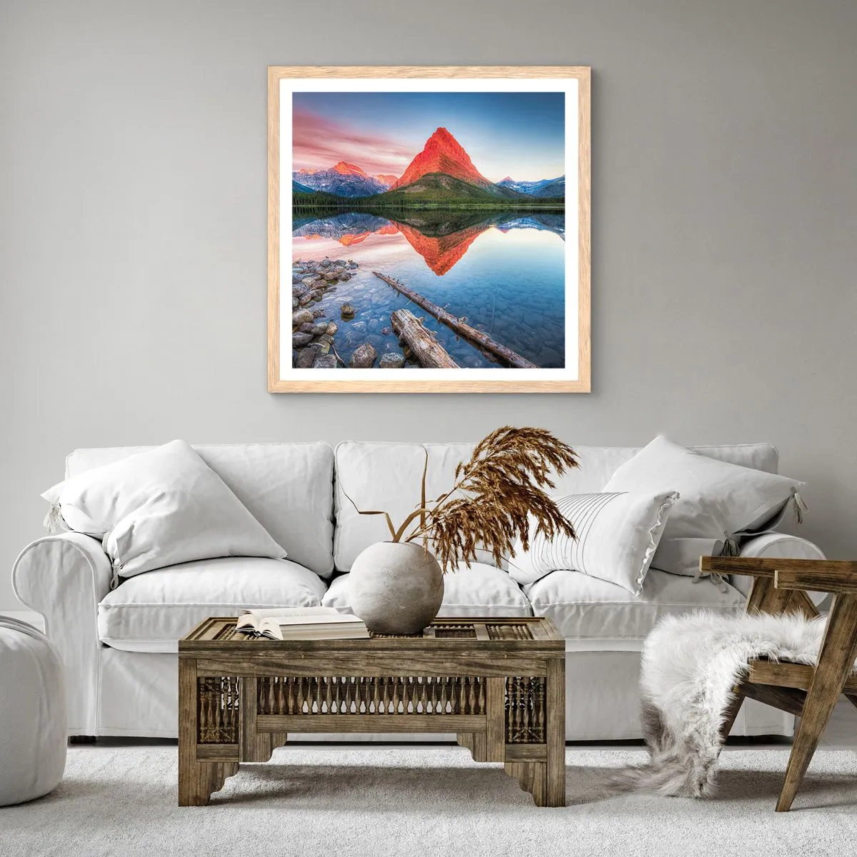 Plakát v rámu světlý dub - Teplo a chlad - 60x60 cm