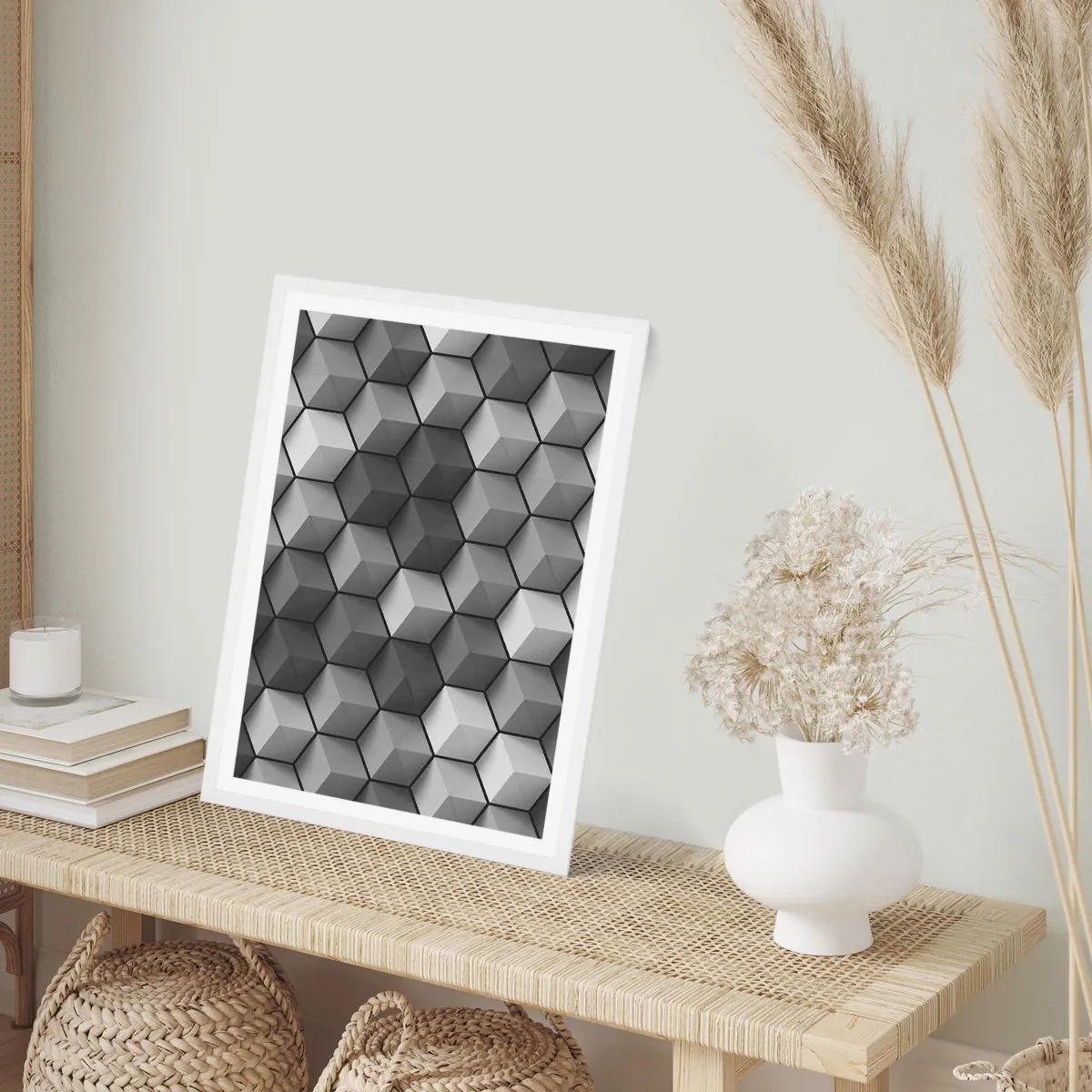 Plakát v bílém rámu - Kubistické puzzle - 70x100 cm