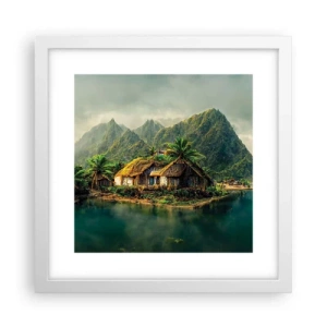 Plakát v bílém rámu - Tropický ráj - 30x30 cm