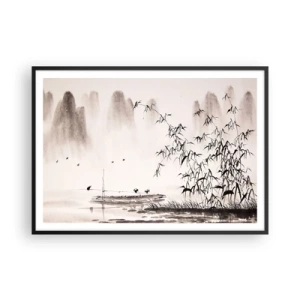 Plakát v černém rámu - Klid rýžových polí - 100x70 cm