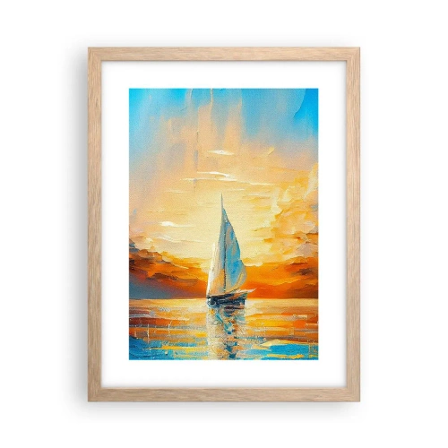 Plakát v rámu světlý dub - Plavba ve zlatě - 30x40 cm